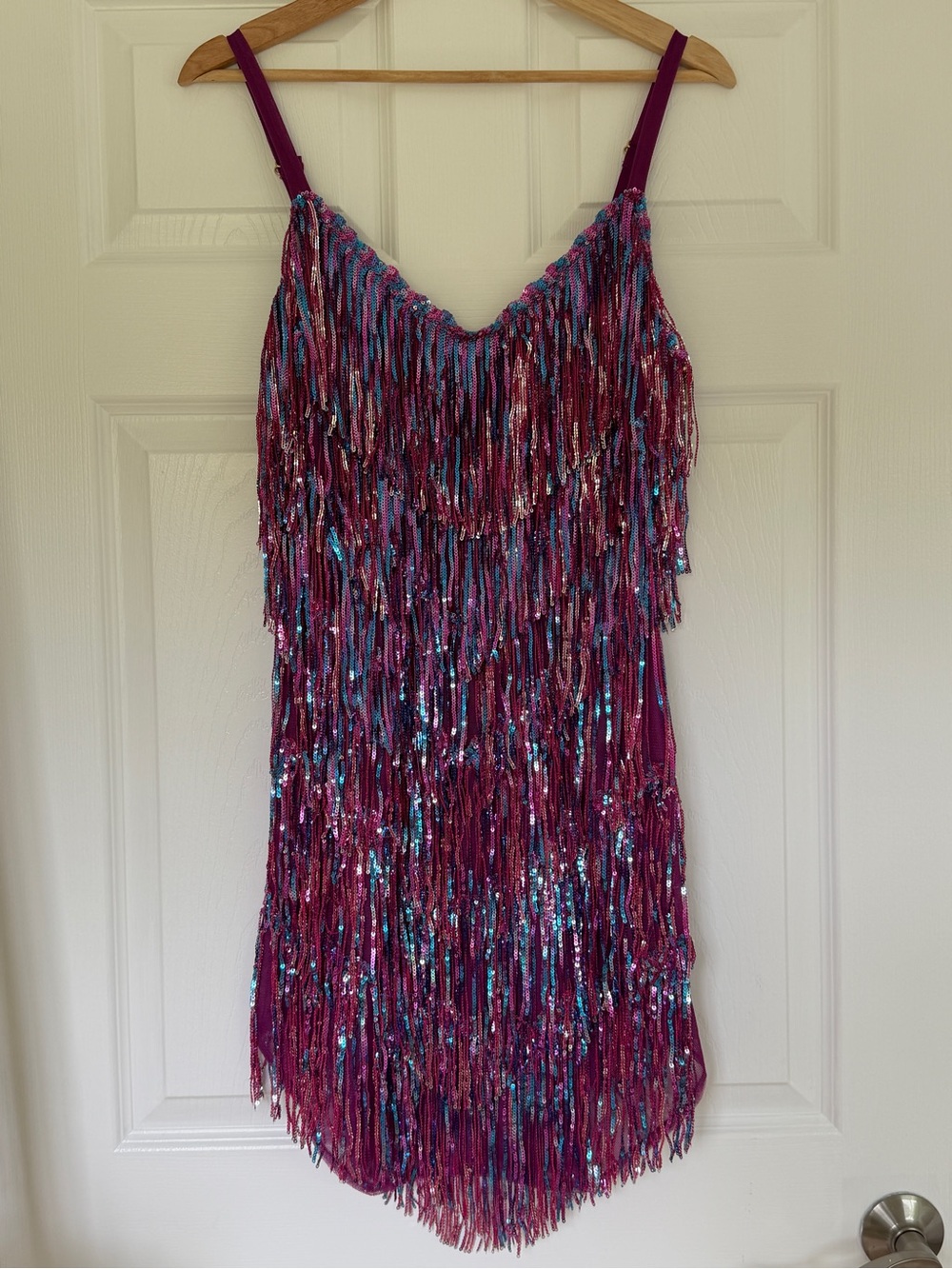 NWT Fashion Nova Magenta Fringe Sequin Mini Dress